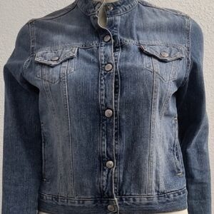 Levi's Strauss Fitted Snap Blue Cotton Denim Jacket